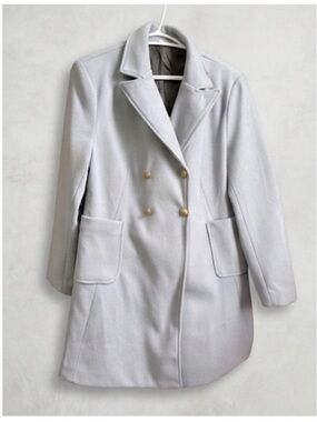 Pale Blue Double-Breasted Peacoat with Gold Buttons size medium